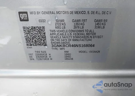 2022 Chevrolet Blazer Fwd 2Lt из США, поврежденный, VIN 3GNKBCR46NS168064